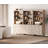 Sideboard Cabinet With Bar Hutch, Buffet Cabinet With Drawers And 3 Tier Shelves, Light Beige, 101''