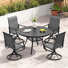 Ensemble repas extérieur pour 4 personnes L 42 po avec 4 chaises pivotantes en PVC-coated polyester Elfur