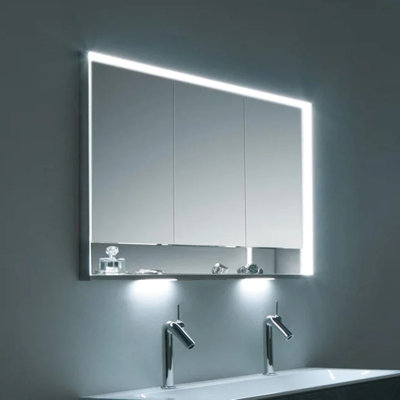 120mm W 73.5mm H Surface Frameless Medicine Cabinet Mirror 6 Adjustable
