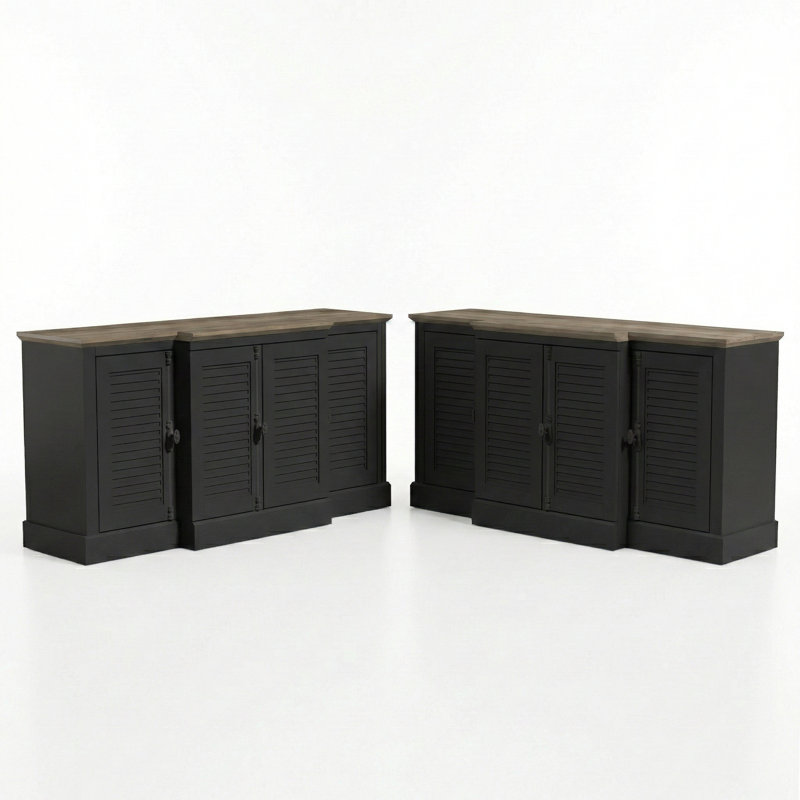 Ensemble de 2 buffets Malyha, Noir / chêne noueux