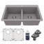Ensemble d'évier de cuisine encastré à double cuve 50/50 Karran Quartz 33 "X 22"-54821661