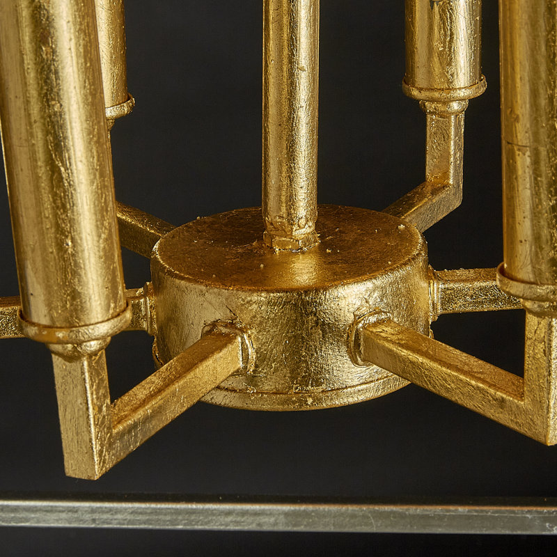 Vegas 12 - Light Lantern Geometric Chandelier with Wrought Iron Accents, Gold Leaf