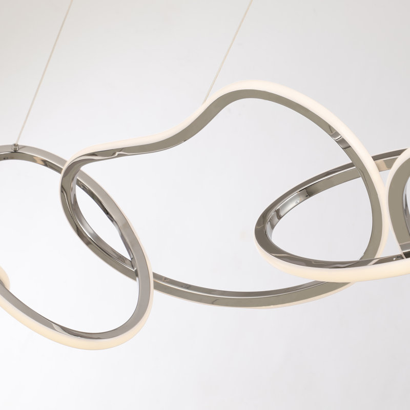 Lustre îlot de cuisine intégré à 5 lumières à DEL 5 lumières Tykiana, Chrome poli