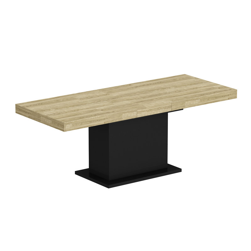 63 '' W Expandable Computer Desk, Wood Grain/Black