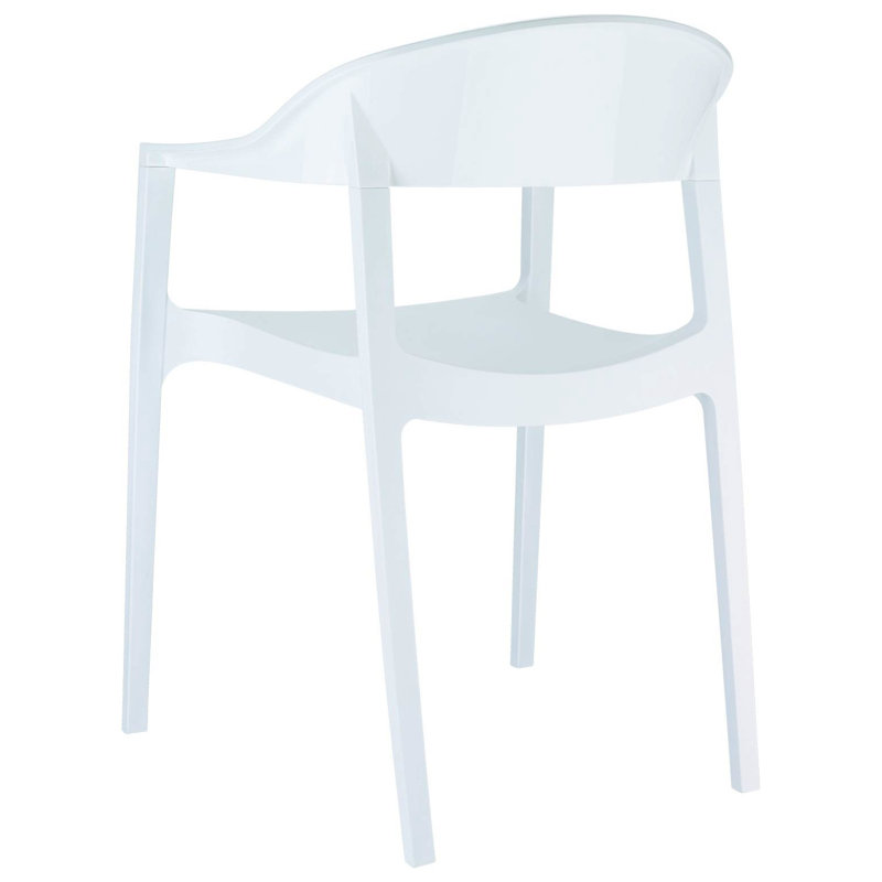 Fauteuil de salle à manger Stella, Blanc / blanc brillant