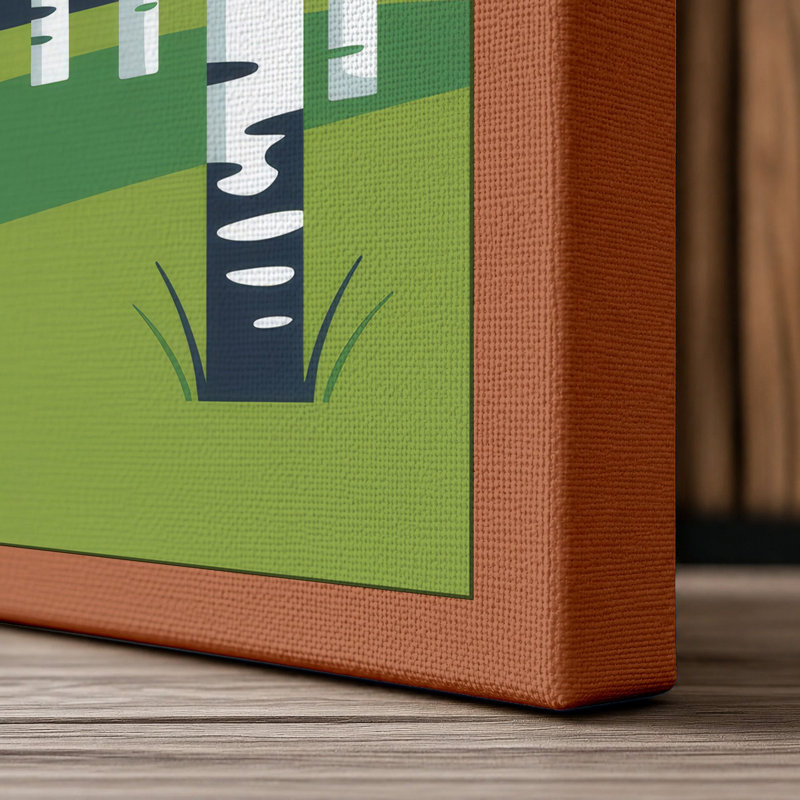 Birch Forest Mid-Century - Wrapped Canvas, 36x24 - 91.4 x 61.0 cm, Terracotta Border
