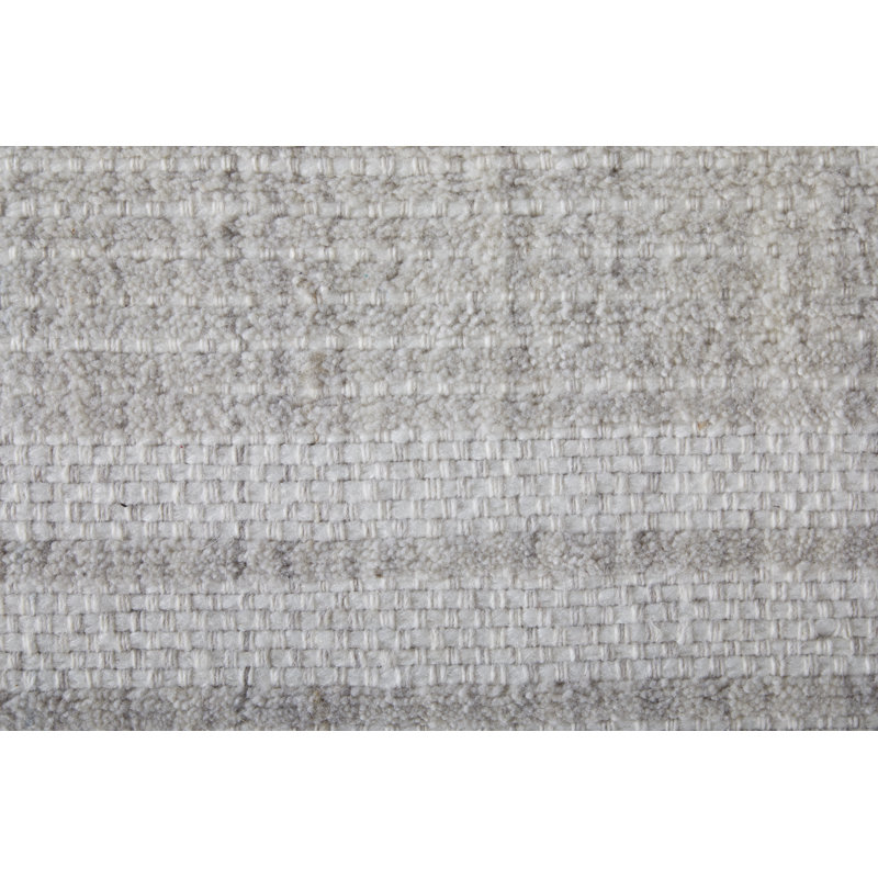 Highview Hand Woven Polyester Striped Area Rug in Gray, Ivory, Rectangle 9'6" x 13'6"