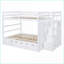 Lit superposé double au-dessus de double avec lit gigogne simple Tiroirs d'escalier, bois de pin massif, sans sommier tapissier, blanc-869321526
