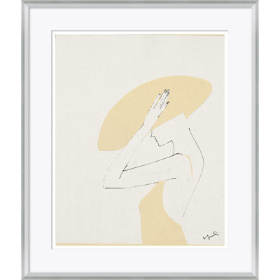 «Textile Woman» en jaune - peinture encadrée sur papier