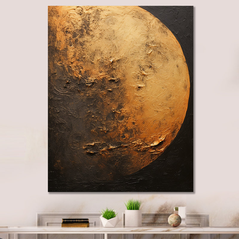 Décoration de lune en bronze I - décoration murale lune, Toile tendue, H 32 po x l 16 po x P 1 po