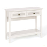 Console Table With Rattan Drawers, Wooden Sofa Tables, Narrow Long Boho Entryway Table, Side Couch Entry Table For Living Room