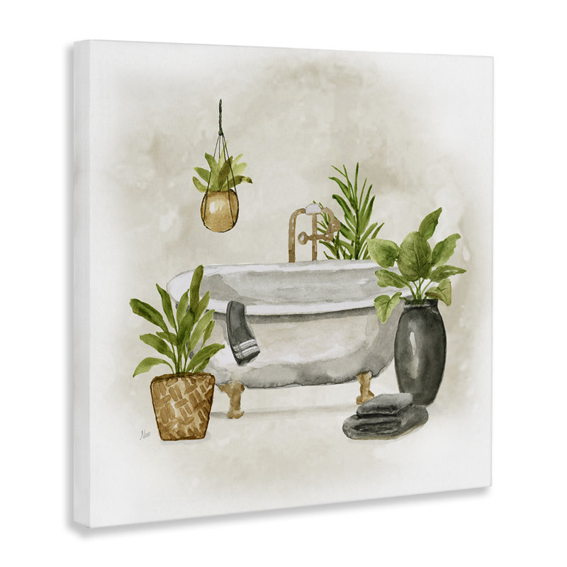 Art mural de salle de bain avec plantes par Nan, H 36 po x l 36 po
