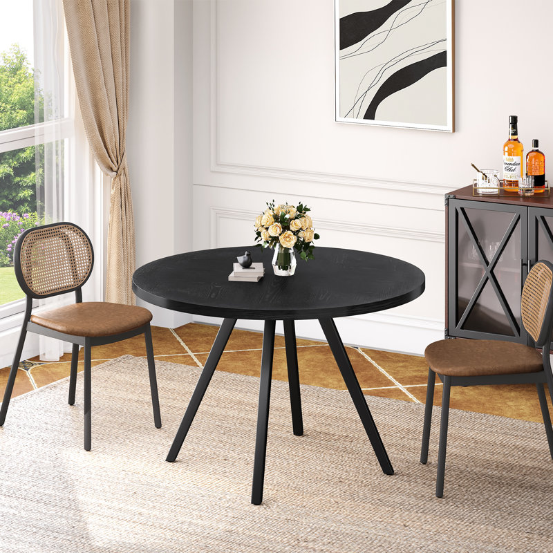 Ebern Designs Loza Round Metal Base Dining Table & Reviews | Wayfair