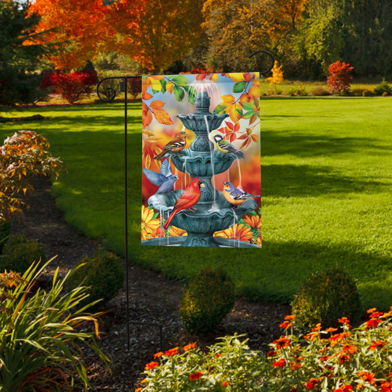 Bath Bath Birds Autumn Garden - drapeau