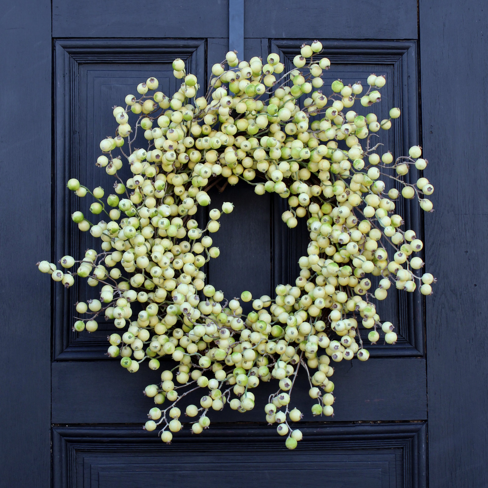 32" Handcrafted Berry Wreath, 28" H x 28" W x 6" D, Green