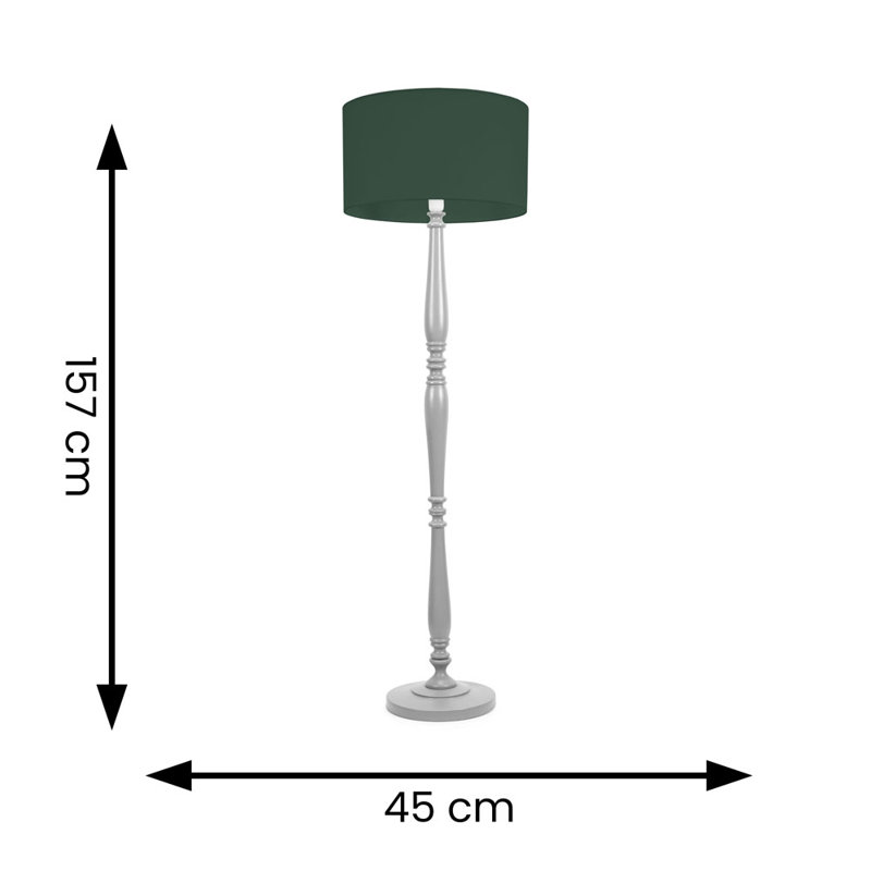 Arialdo 157cm Traditional Floor Lamp, Matte Grey, Green