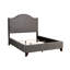 Lit double recouvert de velours gris, aspect traditionnel moderne, structure en bois massif, tête de lit avec garniture cloutée, revêtement de sommier à ressorts, structure, nécessaire pour l'utilisation et l'installation