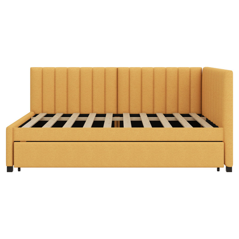 Upholstered Daybed With Trundle, Yellow