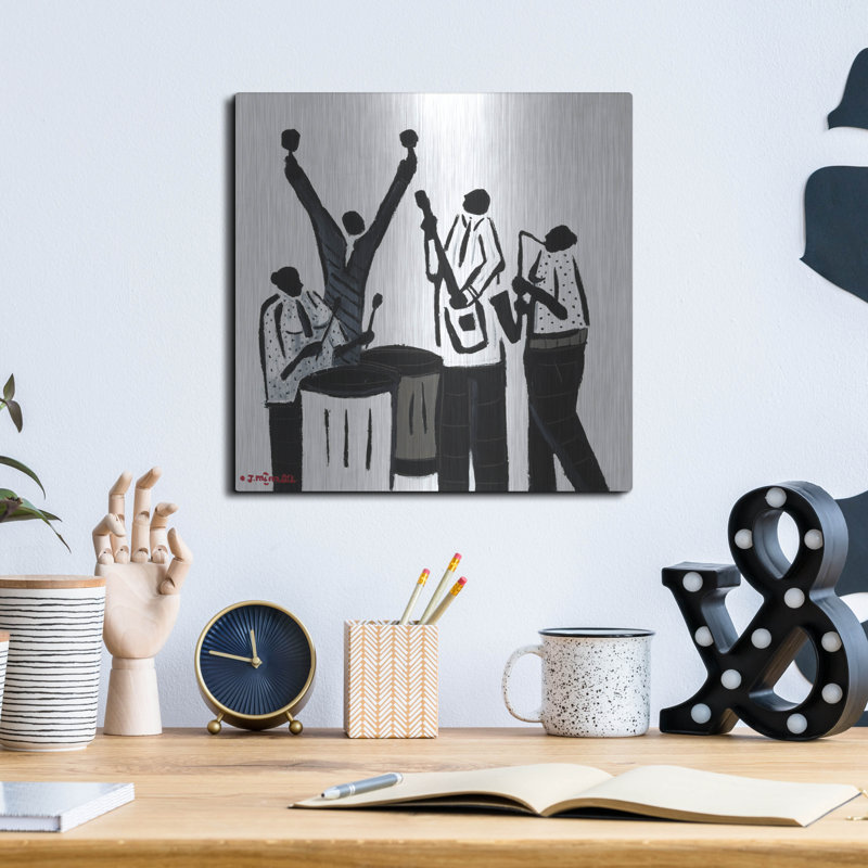  «Noir Notes» par Joachim McMillan, art mural en métal, 12 po x 12 po, H 12 po x l 12 po