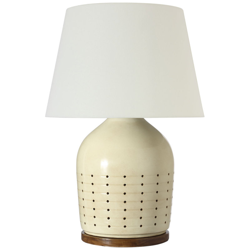 Ralph Lauren Halifax 28" Cordless Pierced Ceramic Table Lamp in Coconut with Linen Shade