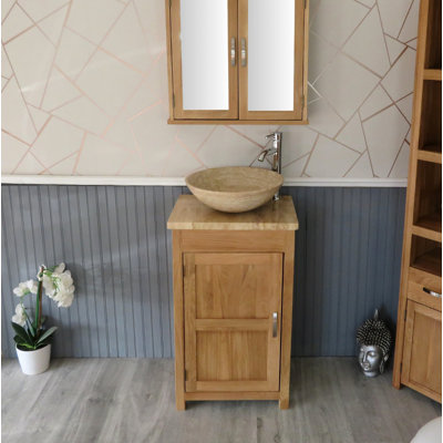 Scotti 515 mm Freestanding Cloakroom Vanity with Vessel Stone Basin