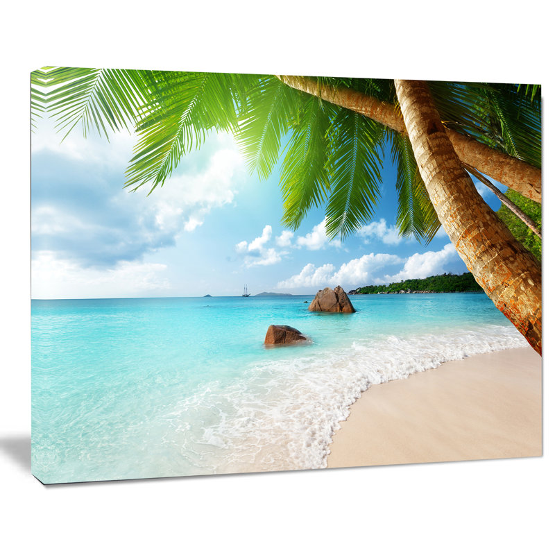 «Praslin Island Seychelles Beach», photographie, H 28 po x l 60 po x P 1,5 po, Toile tendue