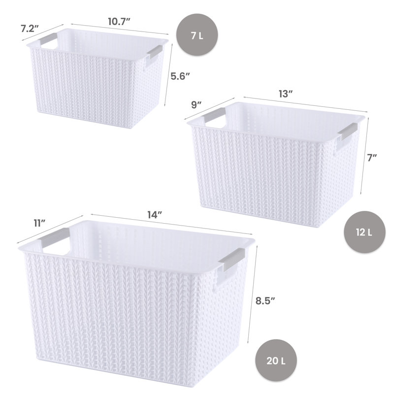 Ensemble de bacs en plastique, 20 L, 2