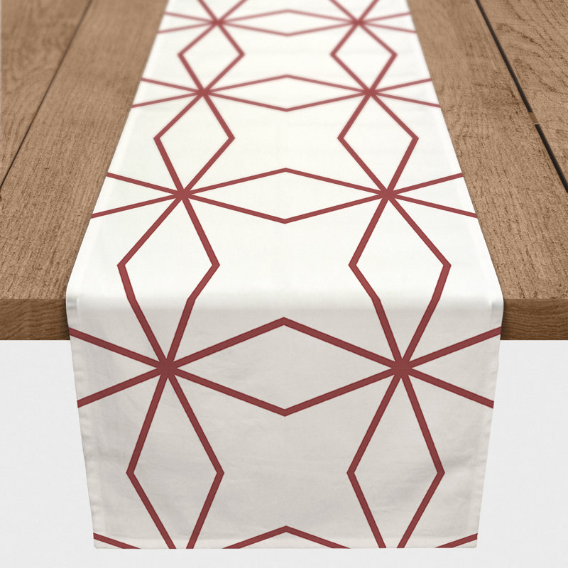 Aarnoud Geometric Table Runner, 90" x 16", Red