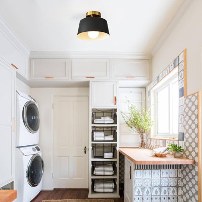 Plafonnier moderne semi-encastré, luminaire en métal, tête de lampe E26, plafonnier doré pour la cuisine, le couloir, l'entrée, la salle de lavage (10 pouces)