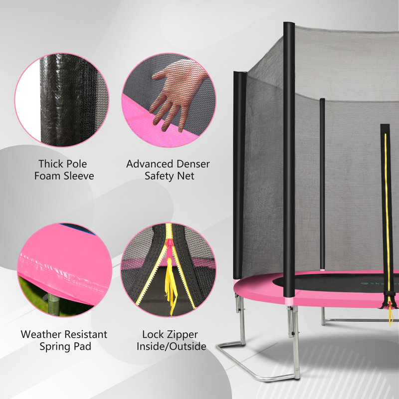 Trampoline 8 pi avec enceinte SkyBond, Rose