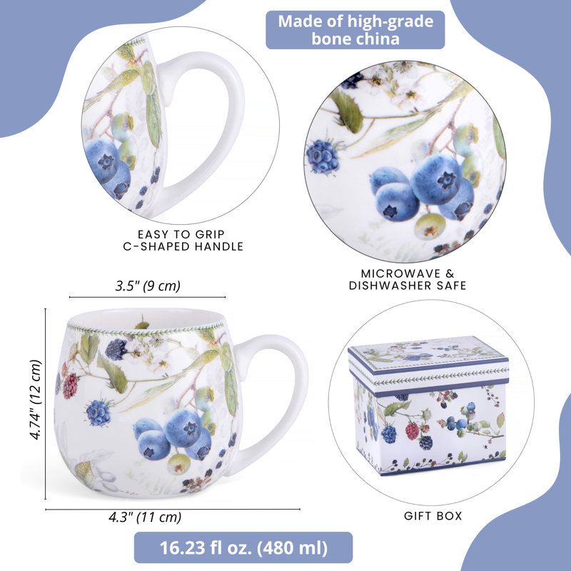 Wild Berries Ceramic China Tea Set for 2 pers. in Gift Box