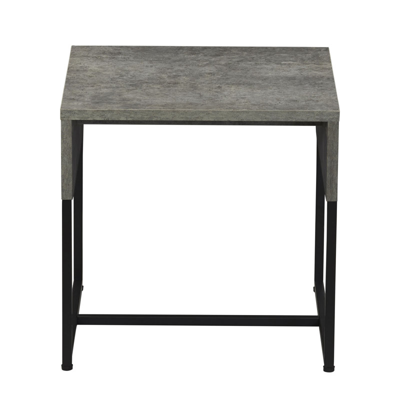 Slate Concrete Table with Iron Base, Grey