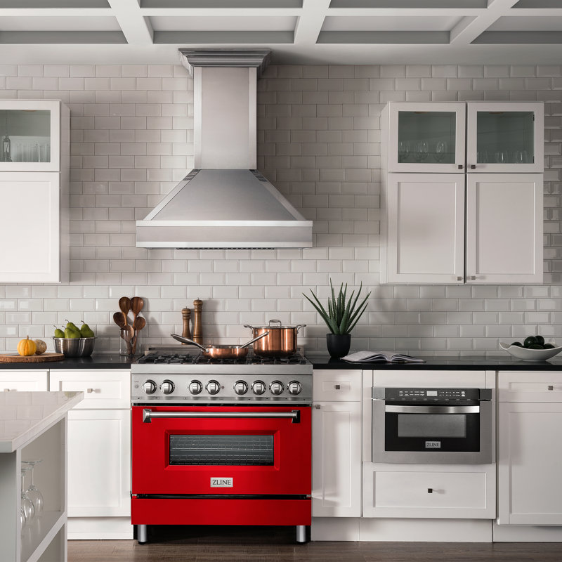 ZLINE 36" Legacy Dual Fuel Range, Red Matte Gloss Stainless Steel
