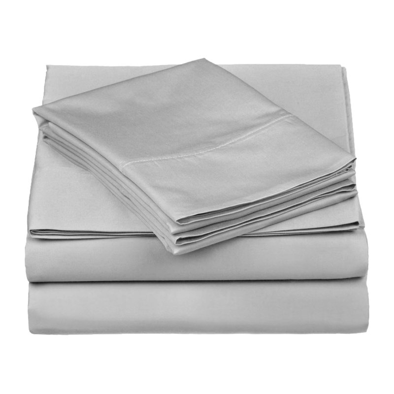 Edmont 530 Thread Count Egyptian Cotton Blend Solid Deep Pocket Bed Sheet Set, Queen, Platinum