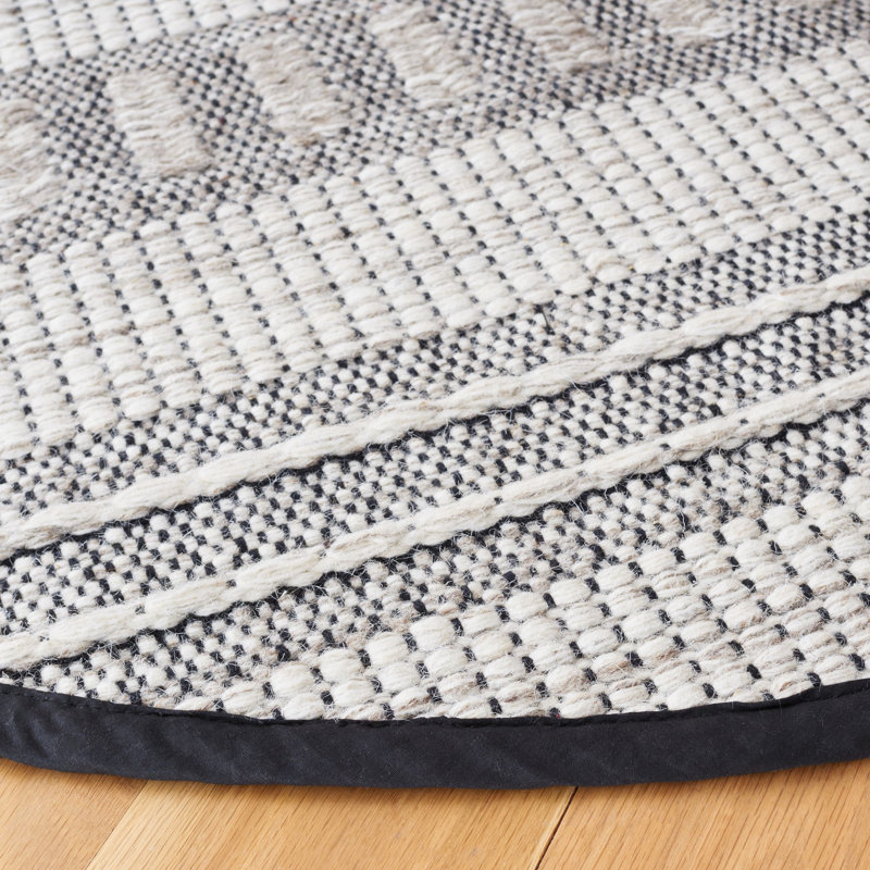 Tapis rayé en laine / coton Khyon, Rond 6 pi