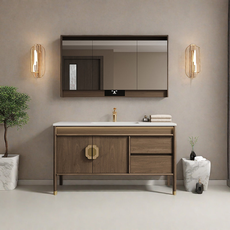 Armoire de salle de bain rétro de style chinois, 51"