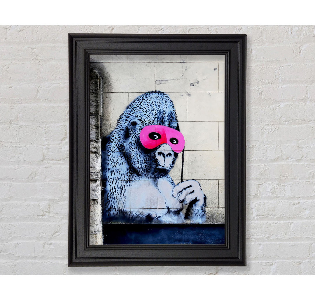 Gerahmtes Leinwandbild Pink Gorilla Mask