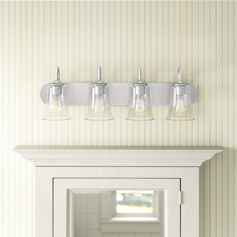 Abubaker 4 - Light Dimmable Vanity Light, Clear Seeded, Brushed Polished Nickel