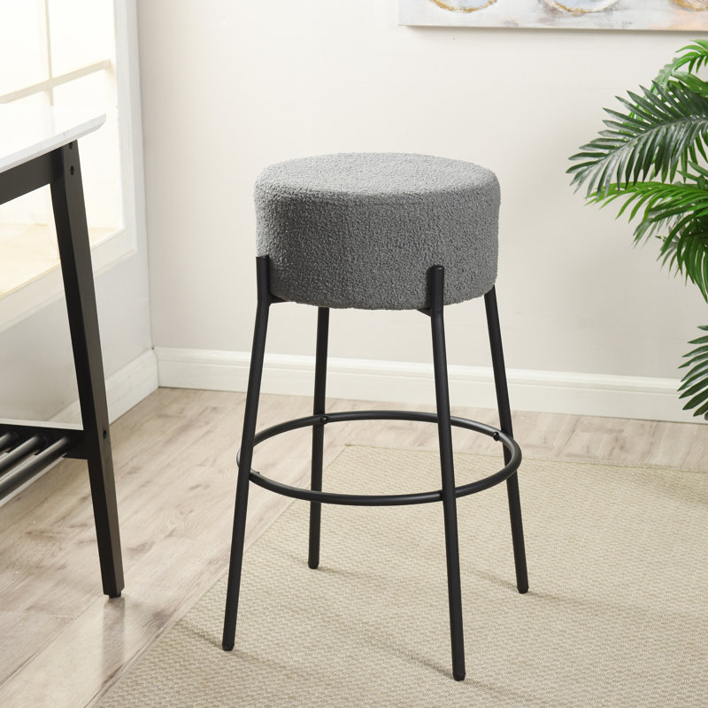 Tabouret Soloist - Coussin rembourré Boucle, Tabouret de bar (siège d'une hauteur de 29 po), Gris ardoise