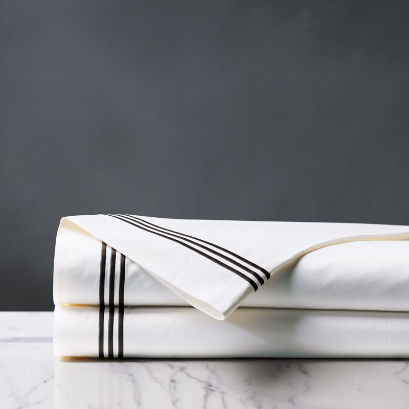 Tessa Flat Sheet, White/Black, King Flat Sheet