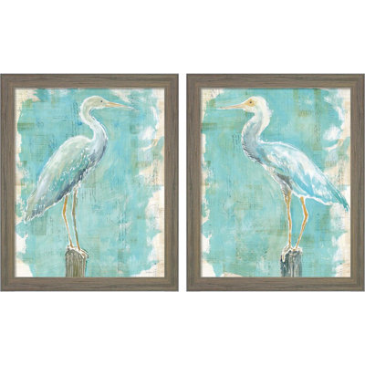 «Coastal Egret» par Sue Schlabach, art encadré (ensemble de 2)