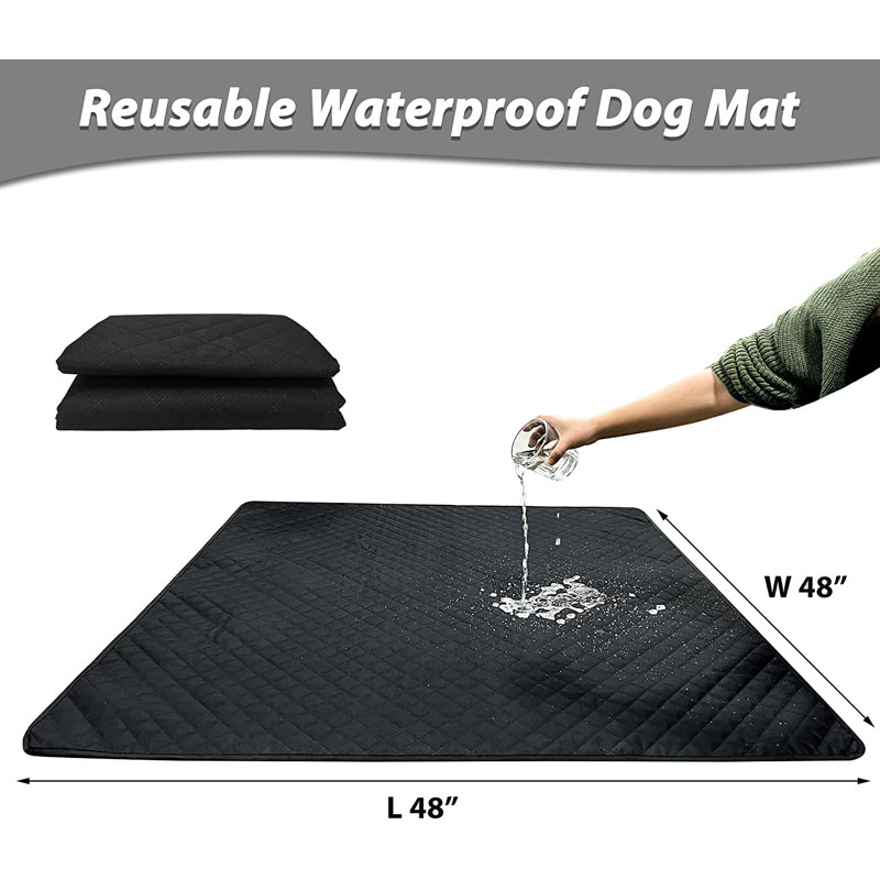 Tapis / coussin pour animal de compagnie robuste et imperméable lavable, Noir, 48 po x 48 po