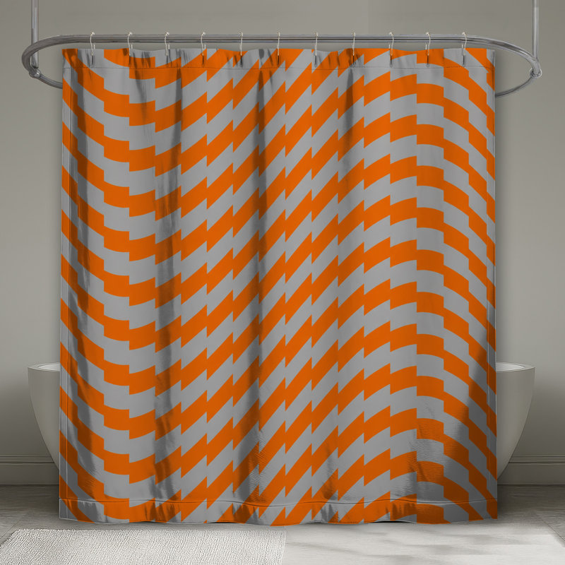 Rideaux de douche orange gris à illusion optique extra longs, L 70 po x H 72 po