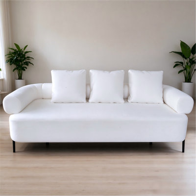  Nuoya 78"Upholstered Sofa Solid Wood Frame with Pillows