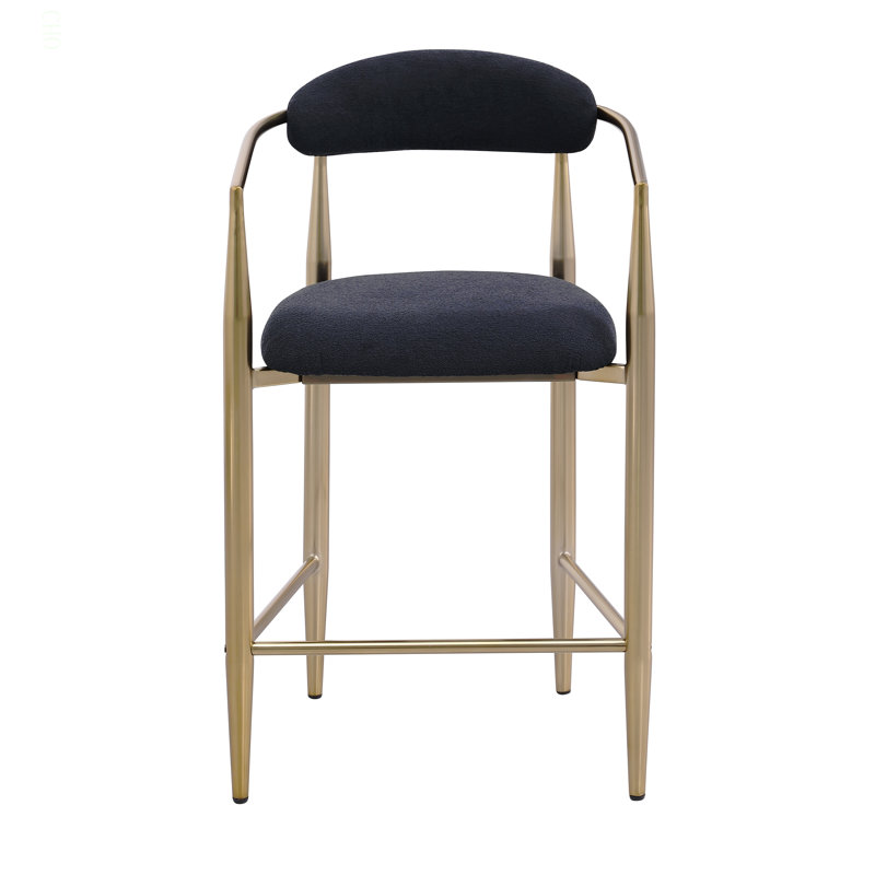 Ensemble de 2 tabourets de bar Modern Modern de style tabouret haut rembourré avec structure / dossier / accoudoirs en métal pour la cuisine / la maison / la salle à manger