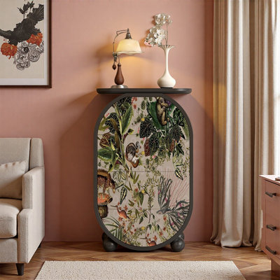 Walnut Frame Jungle Theme Cabinet