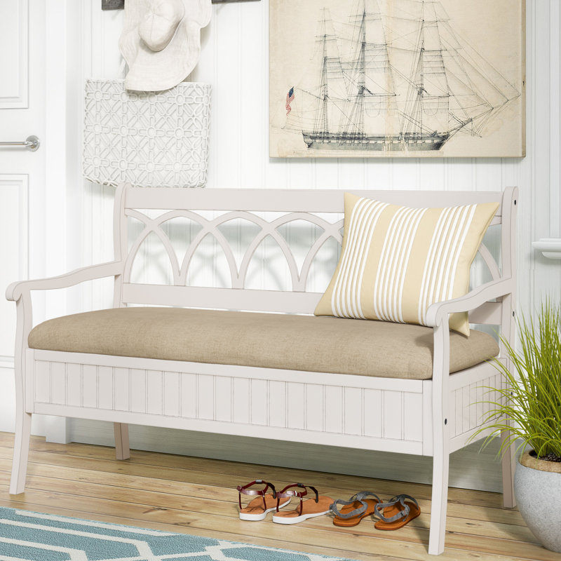 Filton Polyester Upholstered Storage Bench, Off White