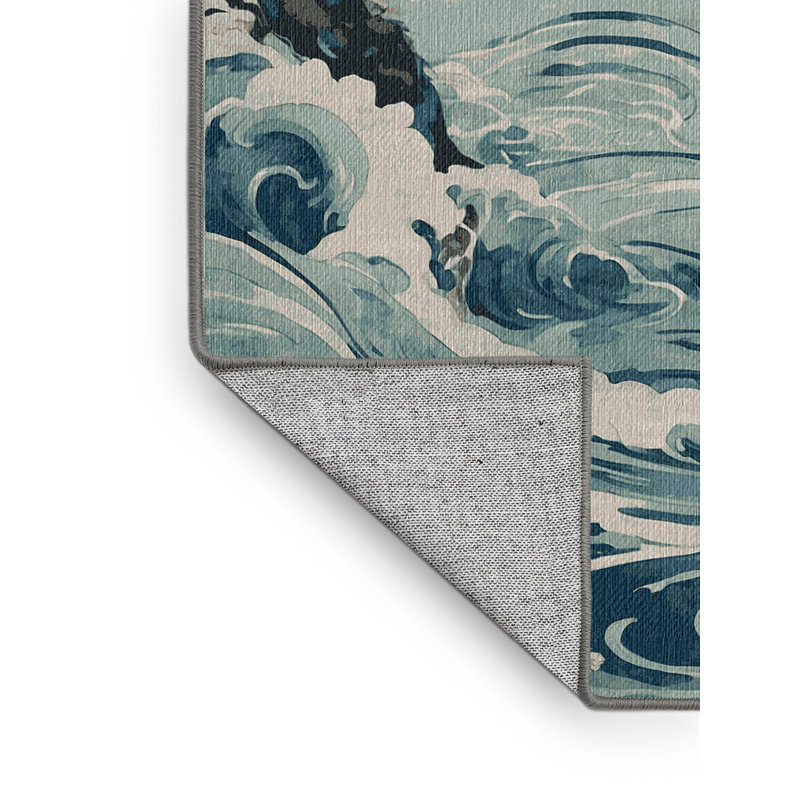 Tapis gris lavable à la machine, Carré 6 pi