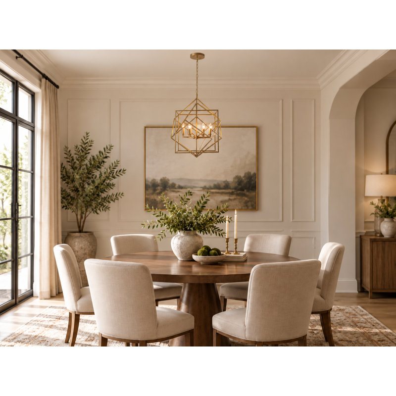 6-Light Gold Metal Box Chandelier