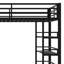 Lit mezzanine pratique en métal avec tablettes de rangement, armoire et garde-robe